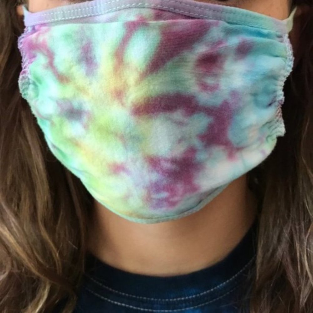 2 tie dye cotton face masks 😷✌️ pink blue - Picture 6 of 6